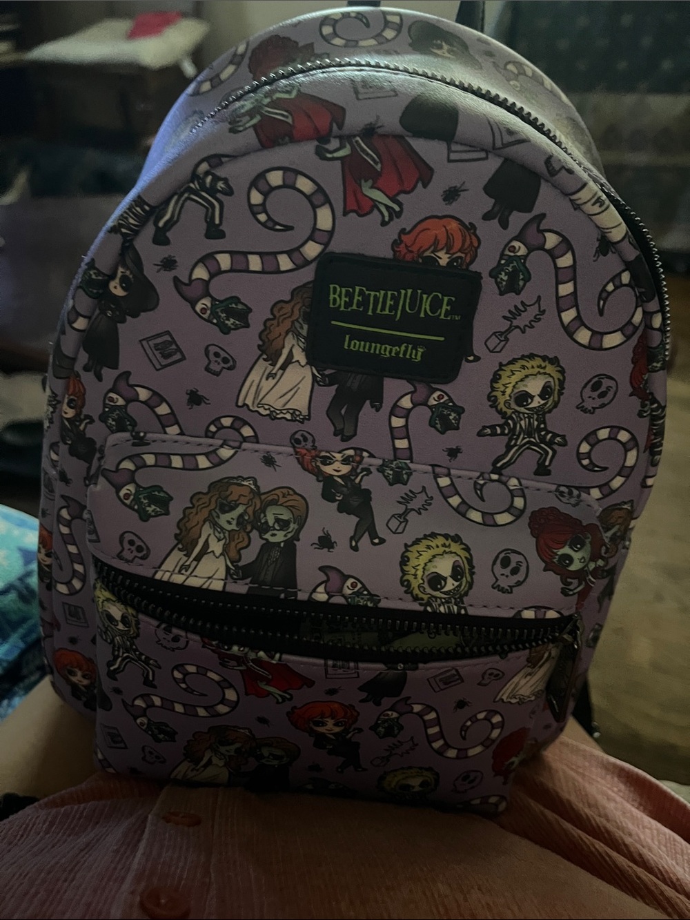 Loungefly Beetlejuice Kids Mini Backpack in Lavender and Black